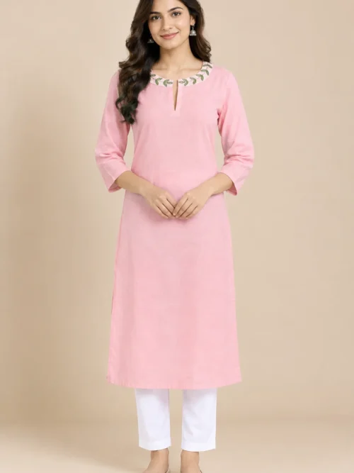 Pastel Pink Embroidered Suit Set for Women