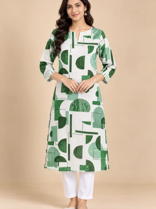 Green Geometric Printed Co-Ord Set for Women