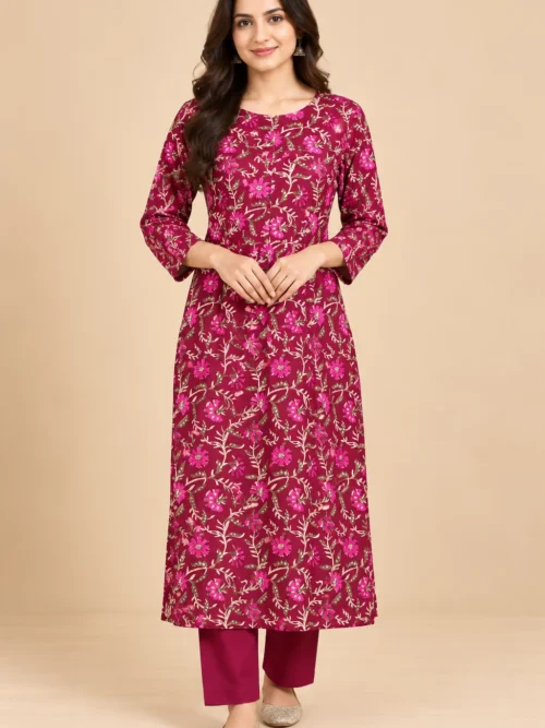 Maroon Floral Printed Co-Ord Set for Women