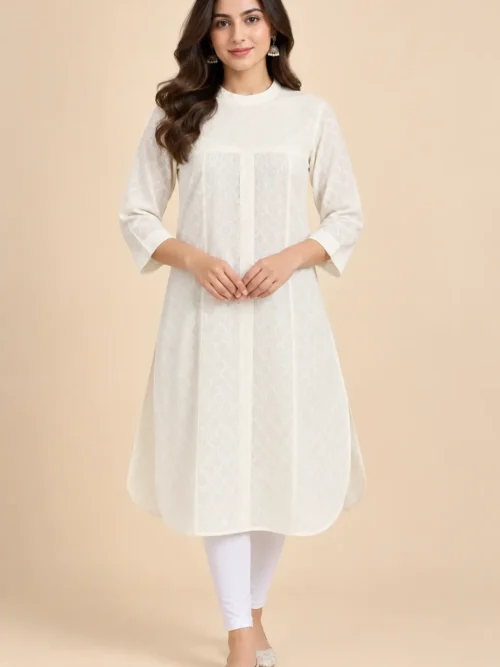 Ivory Textured Elegant Kurta Co-Ord Set