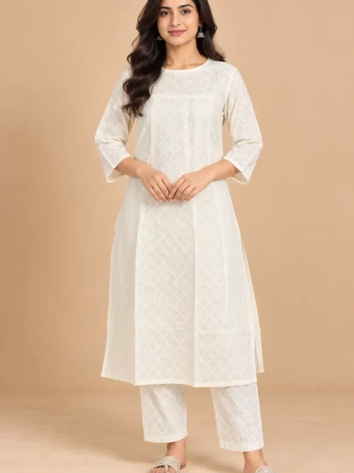 Ivory White Printed Co-Ord Set for Women