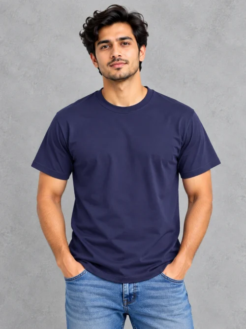 Men's Navy Blue Classic Crew Neck T-Shirt