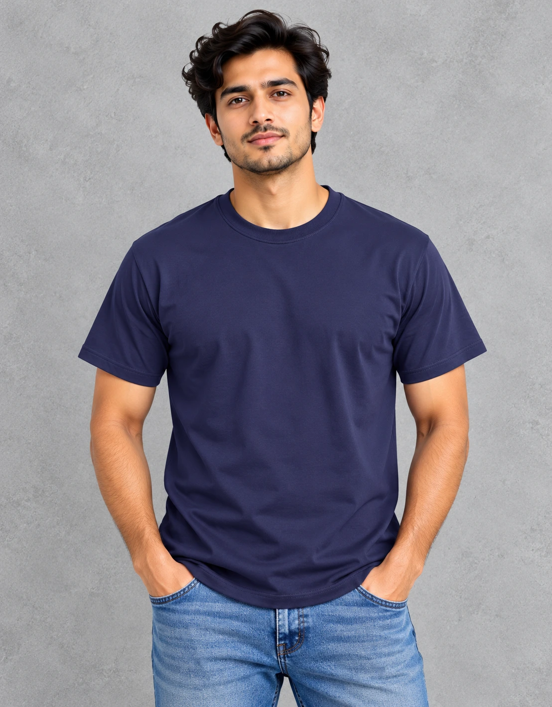 Men's Navy Blue Classic Crew Neck T-Shirt