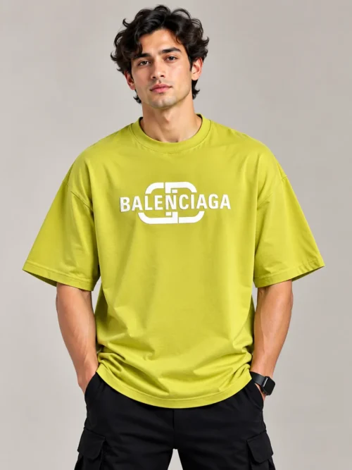 Men’s Lime Green Logo Printed Oversized T-Shirt