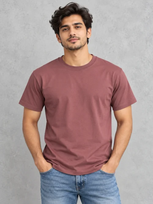 Men's Coral Pink Classic Crew Neck T-Shirt