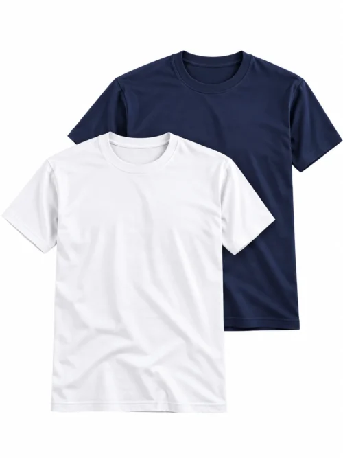 Men's Combo Pack of 2 Classic Crew Neck T-Shirts – White & Navy Blue