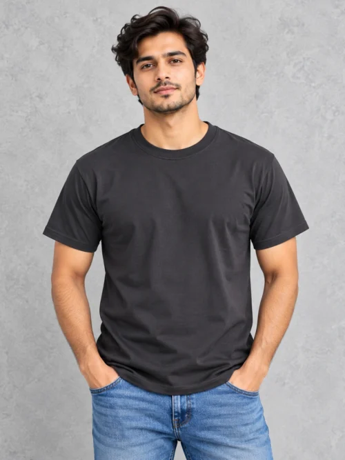 Men's Charcoal Black Classic Crew Neck T-Shirt