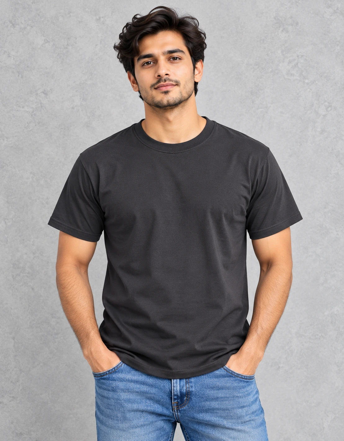 Men's Charcoal Black Classic Crew Neck T-Shirt