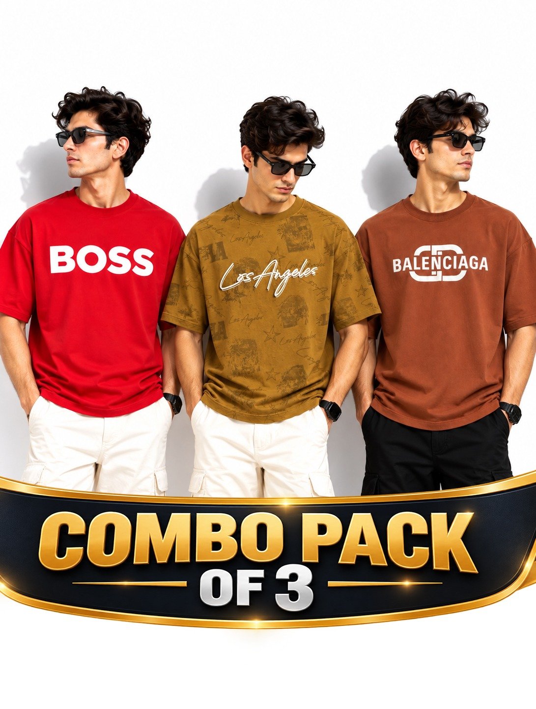 Men’s Stylish Graphic Printed T-Shirt Combo – Pack of 3 - Image 2