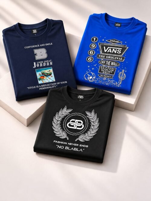 Men’s Stylish Graphic Printed Oversized T-Shirt Combo – Pack of 3