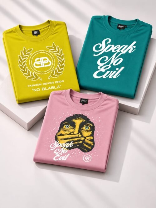 Men’s Premium Printed Oversized T-Shirt Combo – Pack of 3