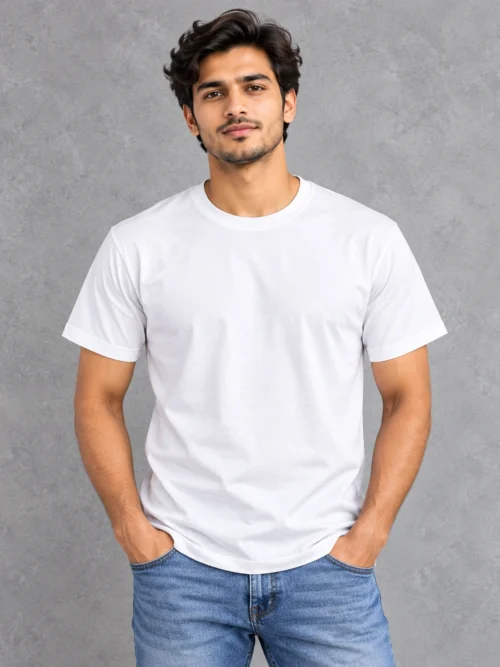 Men's Classic White Crew Neck T-Shirt