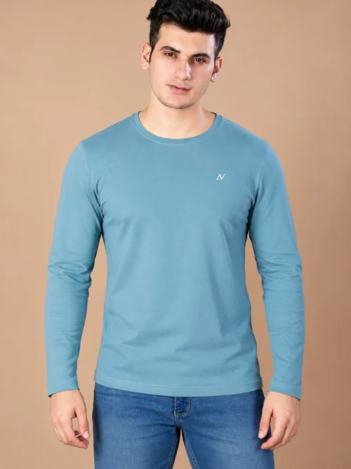 Men’s Classic Teal Blue Full Sleeve T-Shirt
