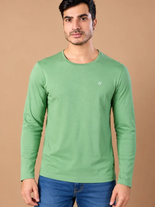 Men’s Classic Sage Green Full Sleeve T-Shirt