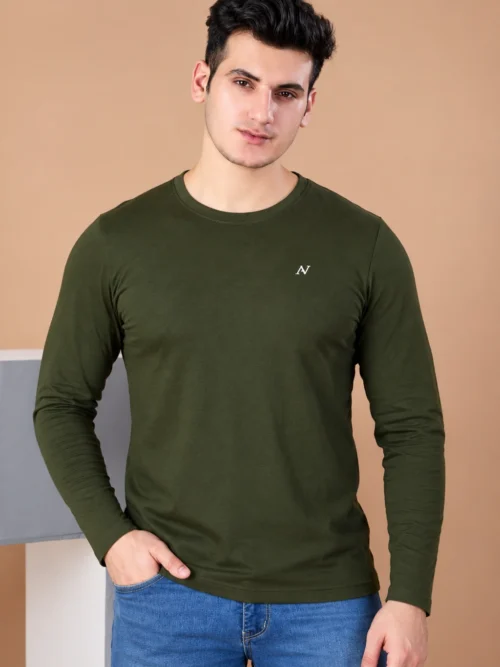 Men’s Classic Olive Green Full Sleeve T-Shirt