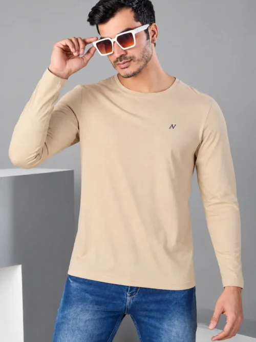 Men’s Classic Beige Full Sleeve T-Shirt