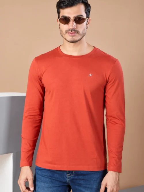 Men’s Classic Rust Red Full Sleeve T-Shirt