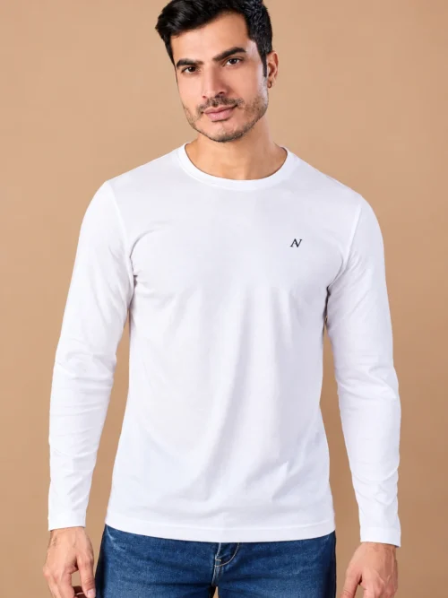 Men’s Classic White Full Sleeve T-Shirt
