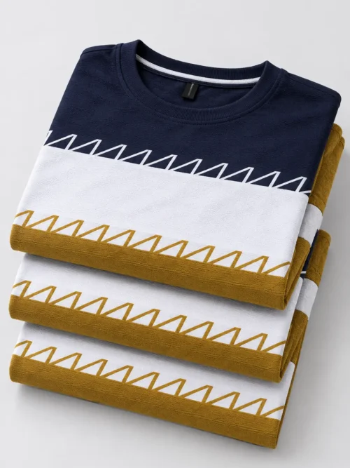 Men’s Color Block Printed T-Shirt – Pack of 3